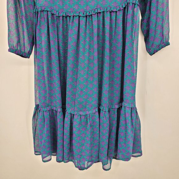 Colorful Planet Girls Green Dress Purple Fleur de Lis Peasan M 7/8 - Picture 12 of 12